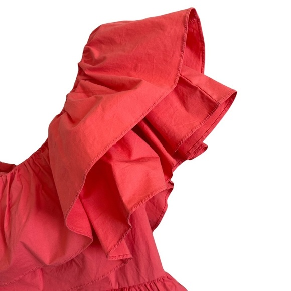 Do + Be One Shoulder Ruffle Shorts Romper Coral Sz Medium NWT - Picture 11 of 16